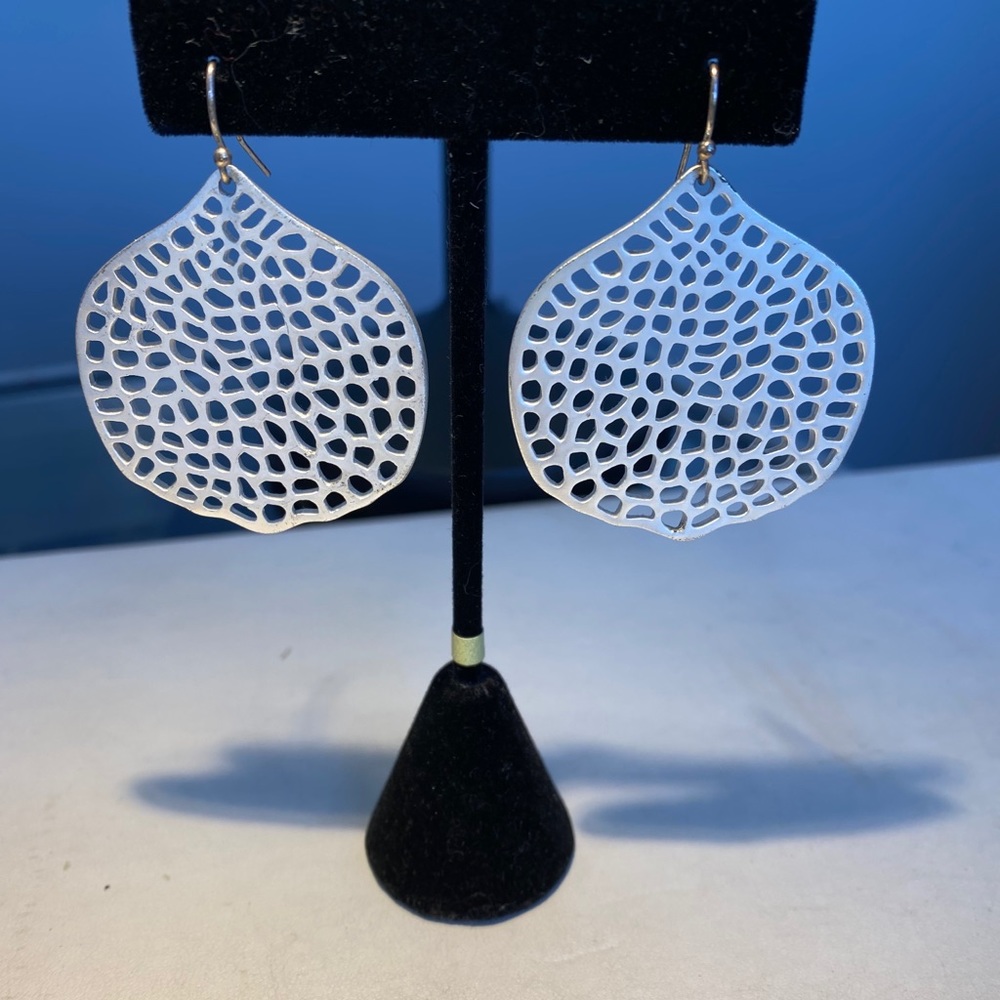 Silver Mesh Metal Earrings